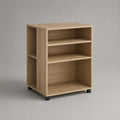 Rollcontainer Büroregal mit 3 offenen Fächern aus melaminharzbeschichteter Spanplatte, Eiche Natur, 60 × 40 × 75 cm