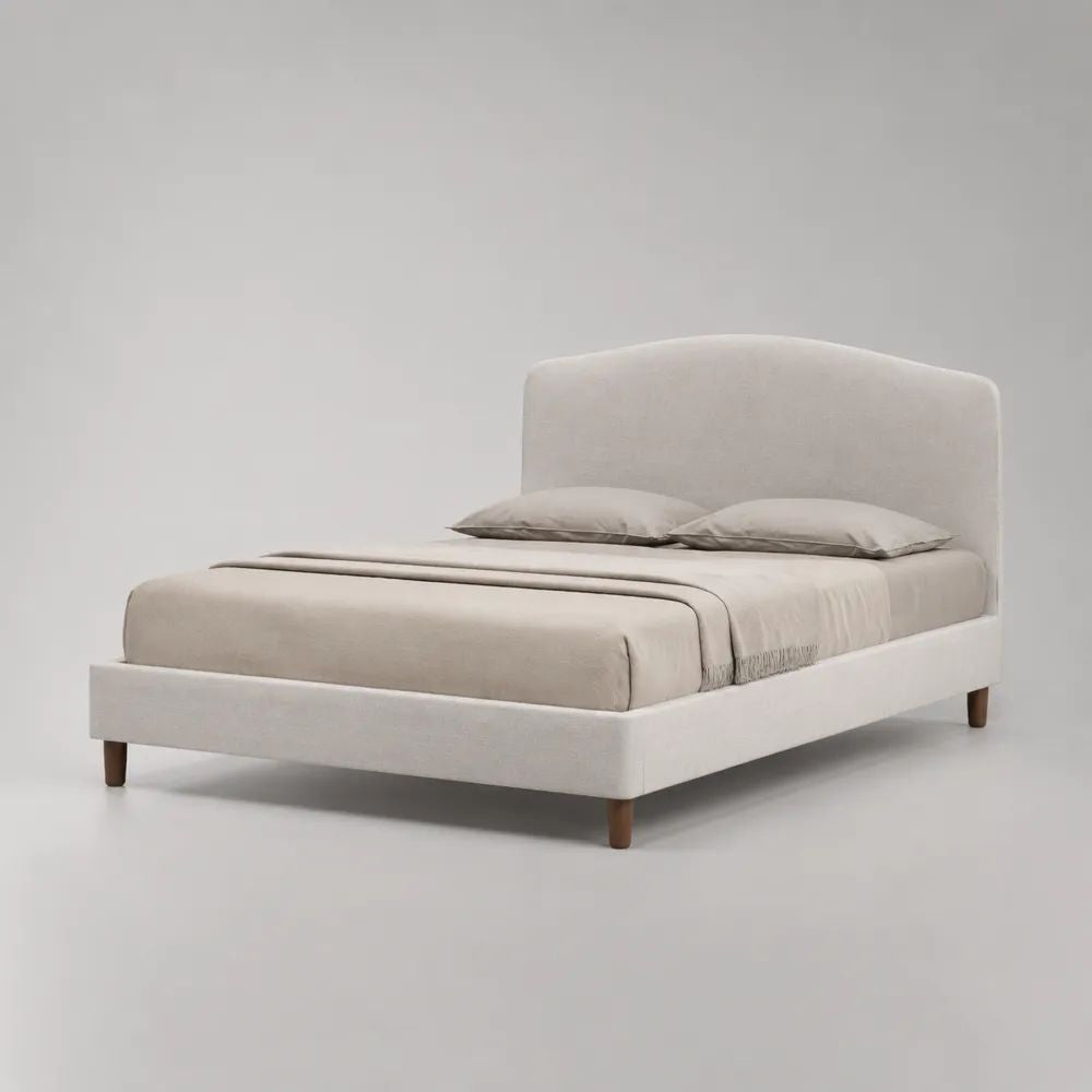 Polsterbett mit Bettkasten und Lattenrost, Stoff in Leinenoptik, Beige/Braun, Liegefläche 160 × 200 cm, Gesamtmaß 174 × 218 × 112 cm