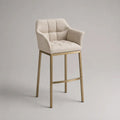 Barhocker mit Armlehnen, Stoffbezug und Stahlgestell, Beige/Gold, 56 × 55 × 101 cm, Sitzhöhe 75 cm