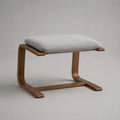 Rechteckiger Fußhocker mit Polyesterbezug und Formholzgestell, Grau/Braun, 60 x 45 x 43 cm