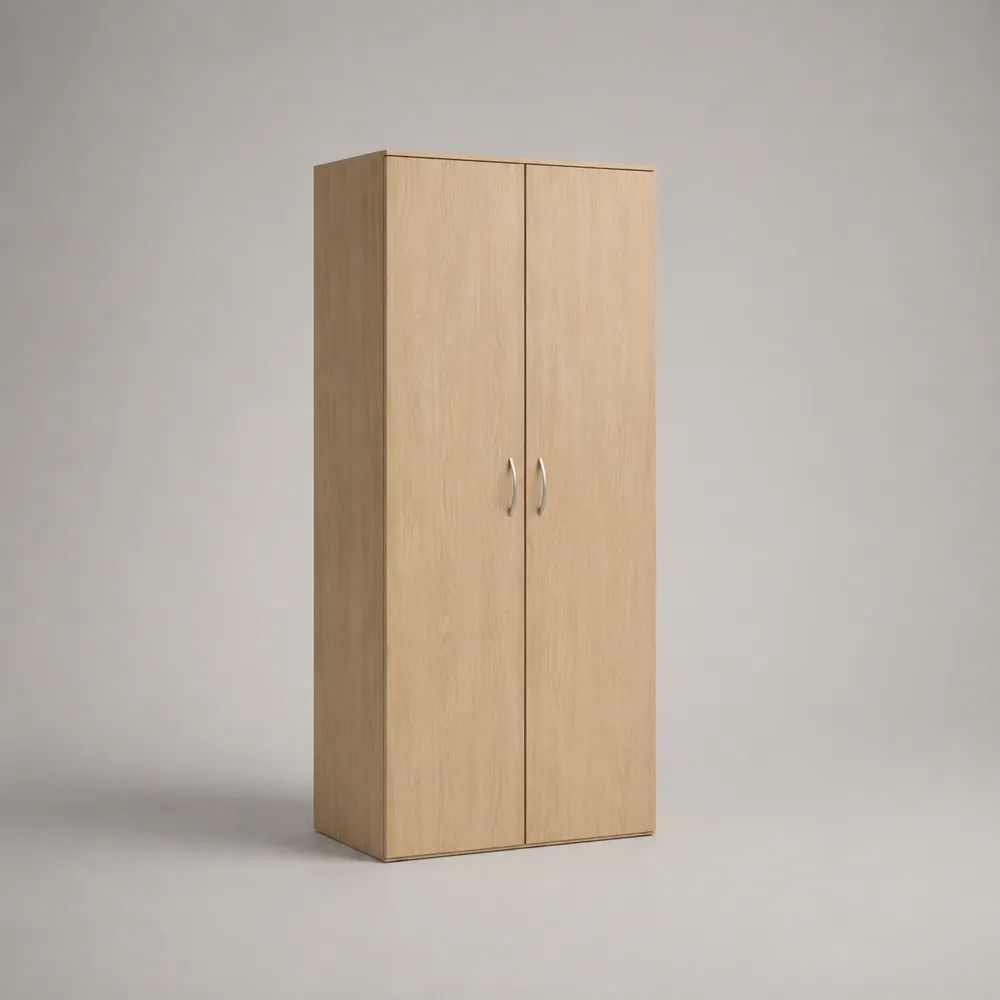 Aktenschrank Büroschrank mit 2 Türen aus melaminbeschichteter Spanplatte, Helle Eiche/Silber, 80 x 40 x 180 cm
