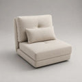 Schlafsessel mit Klappfunktion, verstellbarer Rückenlehne und Lendenkissen aus Polyester-Chenille in Creme, 80 × 92 × 83 cm