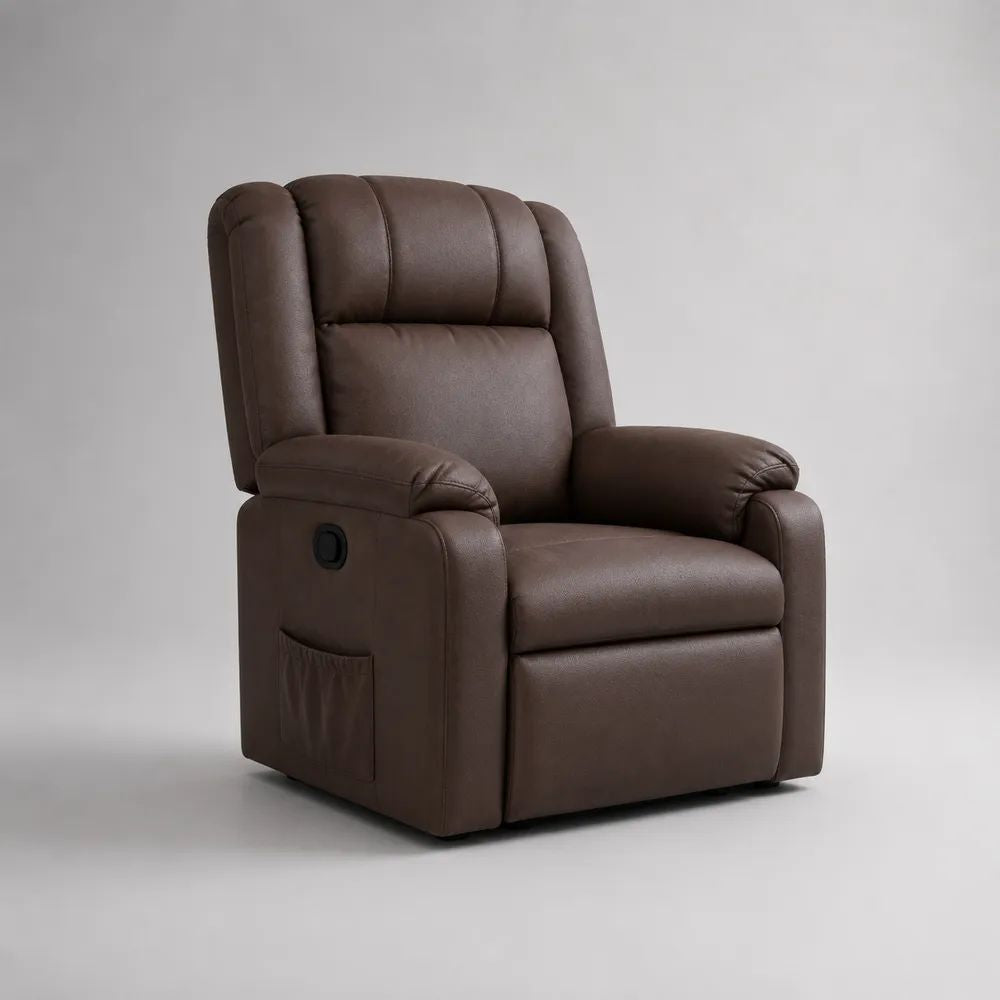 Relaxsessel Fernsehsessel aus PU-Kunstleder mit manueller Liegefunktion, Dunkelbraun, 86 × 98 × 105 cm