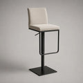Höhenverstellbarer Barhocker aus Stahl mit Stoffbezug, 360° drehbar, Beige/Schwarz, 45 × 48 × 88–108 cm